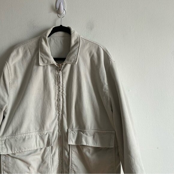 Zara Sz XL Cotton Off Grey Full Zip Thick Jacket - Picture 4 of 11